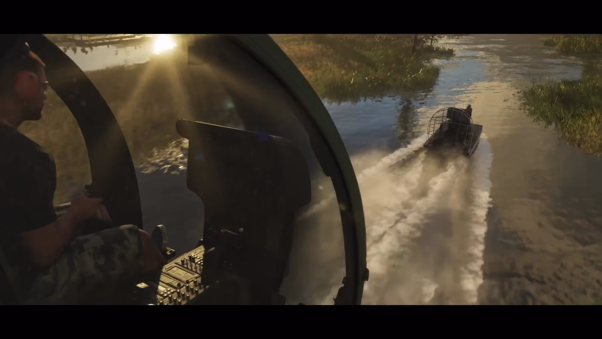 Airboat traveling through shallow Leonida wetlands in official GTA 6 Trailer 2 footage